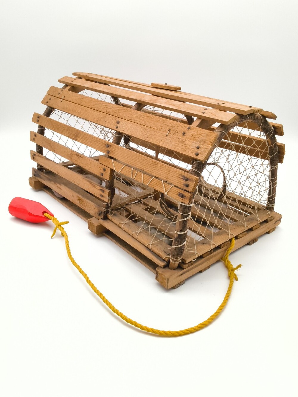 Vintage Rustic Wooden Lobster Trap Decorative Prop with Buoy - Approx 20"x11"
